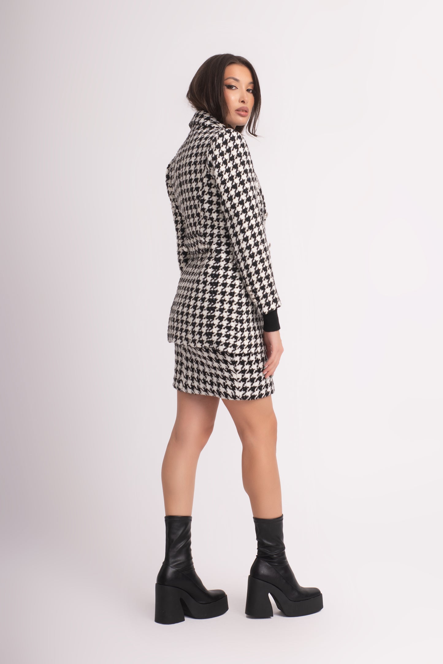 Палто Пепит с Джобове и Копчета