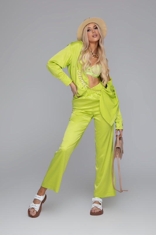 Комплект Сатен Риза и Панталон Lime